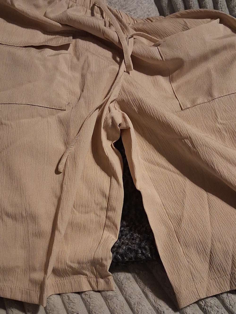 Women's Beige Drawstring Casual Shorts